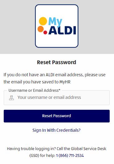 Reset MyHr Aldi Employee Login Password